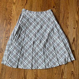 plaid pleated midi skirt